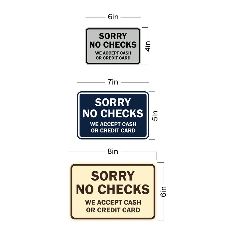 Classic Framed Sorry No Checks We Accept Cash or Credit
