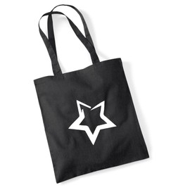 Huuraa Jute Bag Star Bag Cotton 10 Litres Size with Stylish Motif Gift Idea for Friends and Family, black