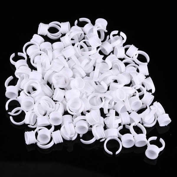 Pigment ring 100 pieces tattoo ink ring, tattoo ink rings, tattoo ink holder for nail art for eyelash extension (large without partition).