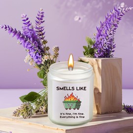 Dumpster On Fire Inspirational Candles for Women, I'm Fine Everything is Fine Funny Lavender Aromatherapy Encouragement Gifts for Women Family Friends Coworker Birthday Easter Cheer Up Gifts