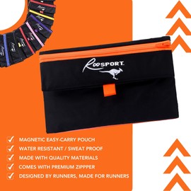 The RooSportPlus Magnetic Running Pouch - Magnetic Pocket to Hold Cell Phone, Wallet, Earphones - Securely Carry Essentials While Running - Magnetic Closure for Convenience - Orange, Large