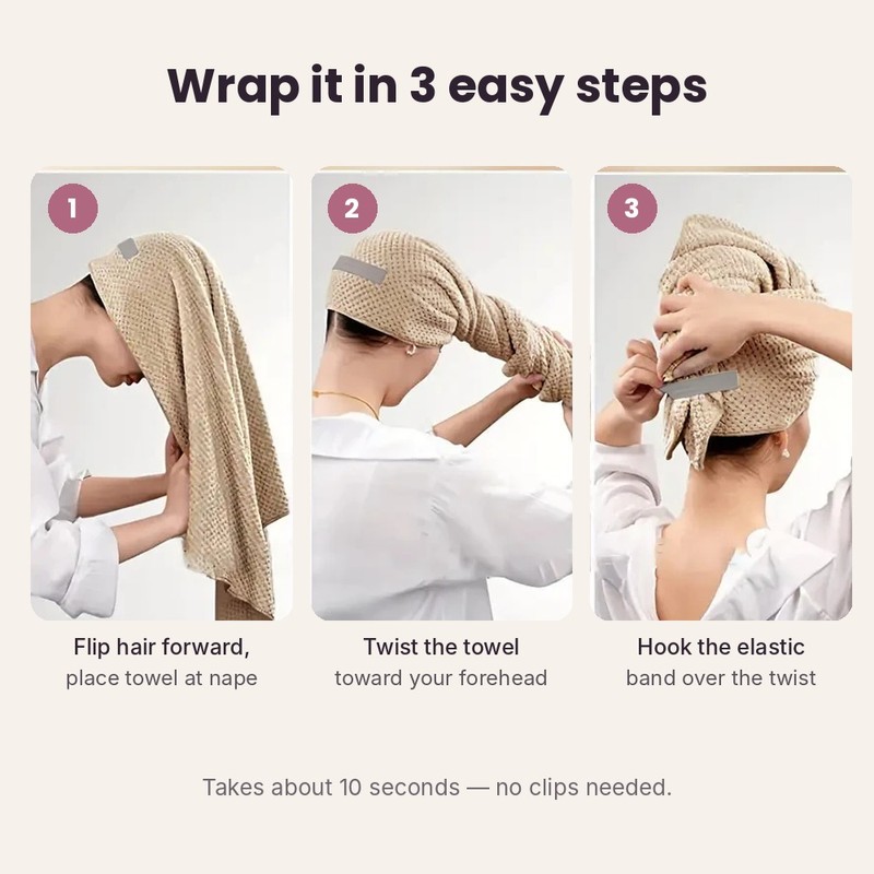 Microfiber Hair Towel Wrap – Extra-Large Quick-Dry Hair Turban with