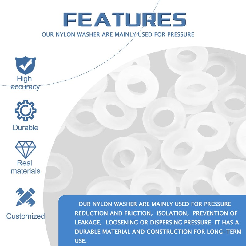 JUNCHEN 3989pcs White Flat Plastic Washers Spacers,36 Sizes Assorted Nylon