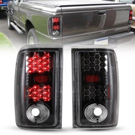 Winjet LED Tail Lights Assembly Fit For 2001 2002 2003 2004 2005 Ford Ranger, Taillights Replacement For Ford, Rear Lamps w/Turn Signal/Running/Brake/Reverse Light (Black Housing Clear Lens)