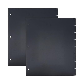 SUPERFINDINGS 16 Sheets 3 Ring A4 Black Folder Dividers 8 Index Dividers PP Folder Dividers Plastic Discbound Notebook Register for Planner Notebook Loose Leaf Folder