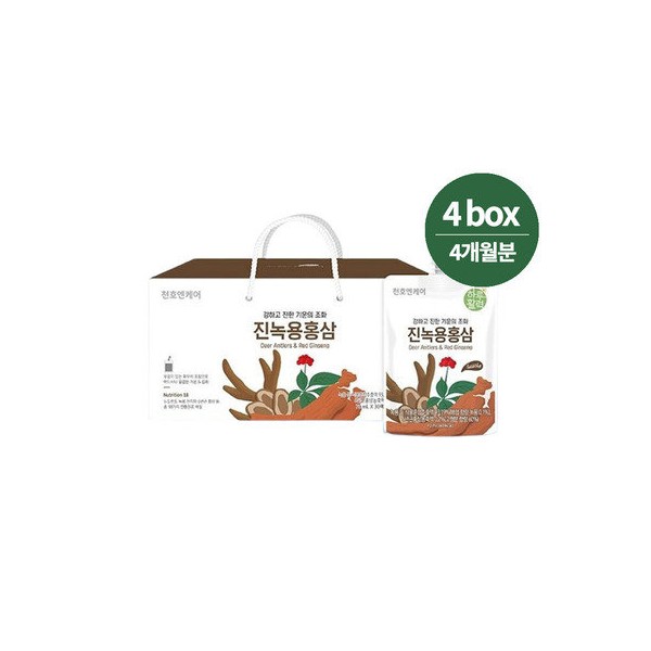 [Cheonho NCare] Daily vitality, green antler red ginseng 70ml, 30 packs x 4 boxes (4 months supply) / [천호엔케어] 하루활력 진녹용홍삼 70ml 30팩 X 4박스 (4개월분)