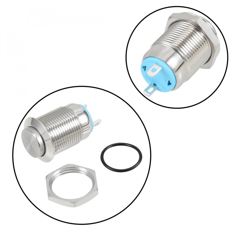 uxcell Momentary Metal Push Button Switch 12mm Mounting Dia 2A