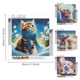 WHATWEARS 4 Pack 5D Diamond Art Kits for Adults, 5D Diamond Painting Kits Plants Animals, Full Drill Crystal Art Painting Kits for Home Wall Decor, 11.8" x 15.7", Without Frame