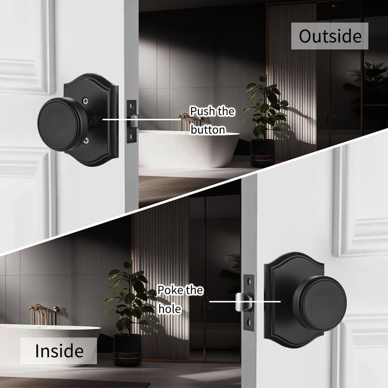 NCSEN 6 Pack Black Door Knobs with Zinc Camelot Trim,