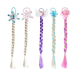HEOUCH Pack of 5 Colourful Hair Strands Children, Snowflakes Hair Strands for Braiding, Realistic Style, Shellac Hair Accessories, Girls, Bring More Colour and Fun to Your Hair and Life