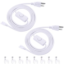 TRLIFE 6FT LED Light Power Cord with On/Off Switch, T5 T8 Power Cord T5 Connector Cord Extension Cord with US Plug for LED T5 T8 Integrated Tube Light Fixtures (2 Pack)