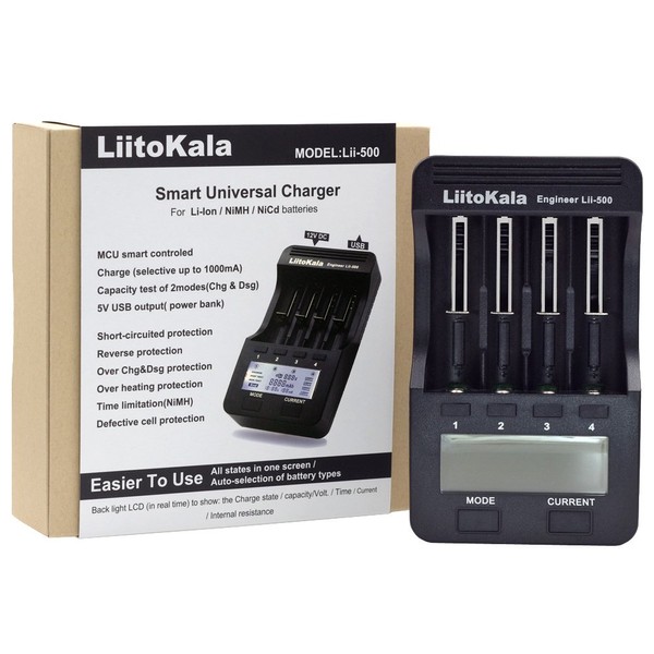 LiitoKala Lii-500 - Cargador de batería para 26650 AA AAA batería LCD prueba la capacidad de la batería