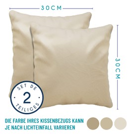 Dreamzie Pillowcases, 30 x 30 cm (Set of 2), 100% Jersey Cotton, 150 g/m², Beige, Resistant and Hypoallergenic