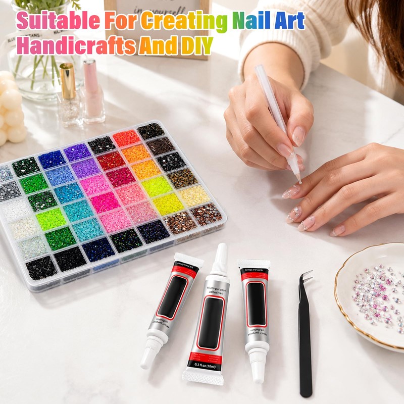 42 Colori Bedazzling Kit 32000 Strass da Incollare 3 mm