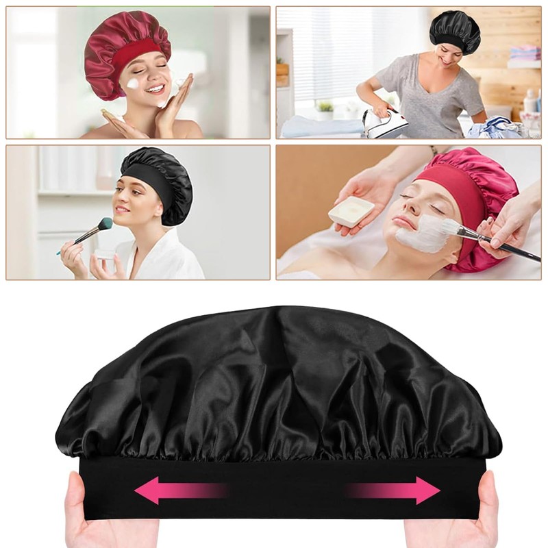 DHWEKU 2 Pezzi Cuffia in Seta per Protezione Capelli Ricci