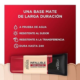 L'Oreal Paris Cosmetics Makeup Infallible Pro-Matte - Base líquida de larga duración, color beige natural, 1 onza líquida