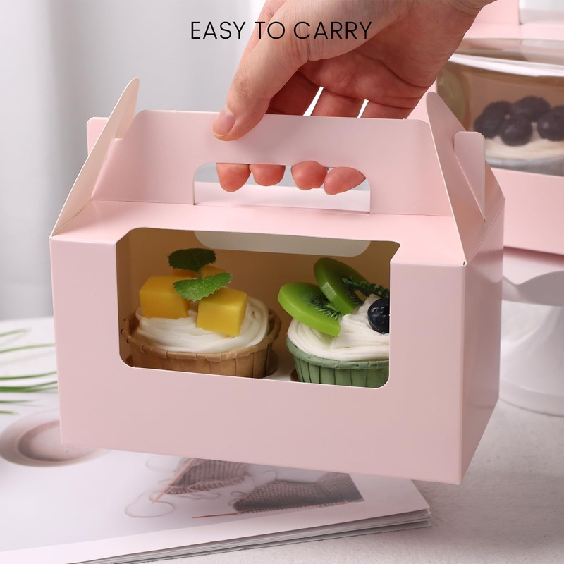 VGOODALL 9PCS Cupcake Boxes with Window, Cupcake Containers Cupcake Carriers