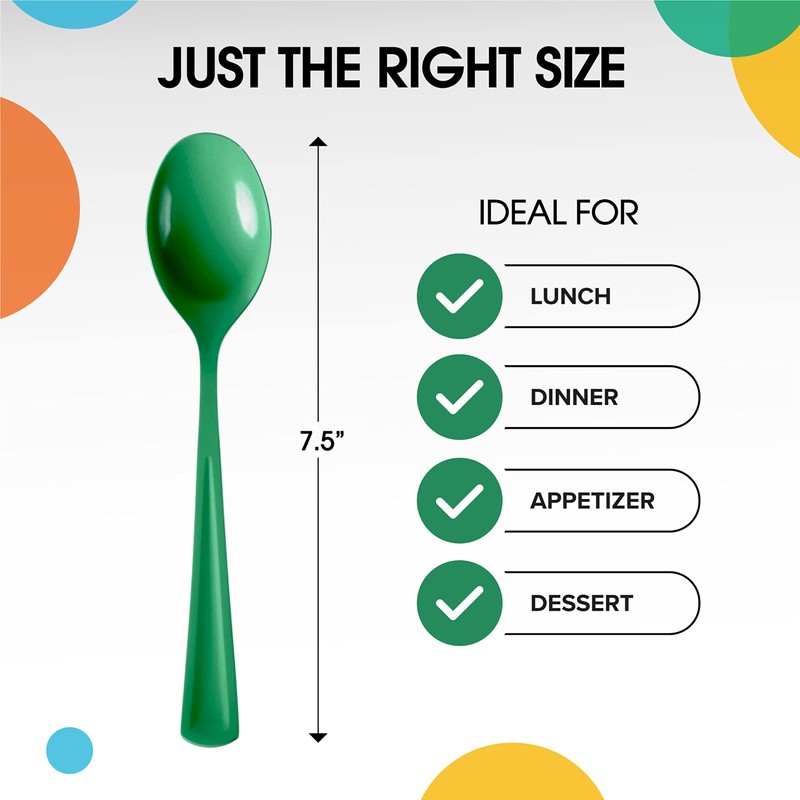Exquisite Emerald Green Plastic Spoons 50 Pcs Green Spoons Disposable