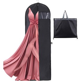 Dress Covers Bag,Hanging Garment Bags,Full Length Travel Covers,Wedding Long Clothes Storage Cover with Zipper,180cm,Large capacity, waterproof and dustproof, collapsible garment bag (black)