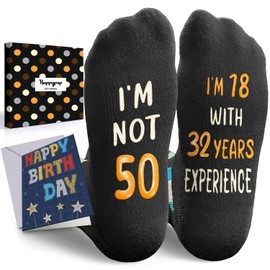 HAPPYPOP 50th Birthday Gifts for Him - Women Socks for 50 Year Old Men Dad Husband Boss, Birthday Gifts with Cards for Man in Their 50s