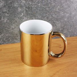 eBuyGB 1333398 Metallic Large 350ml Ceramic Tea Coffee Mugs (Gold)