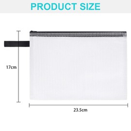 OFFCUP A5 Plastic Wallets, 5PCS Zip Lock Bags, Zipper Bags Mesh Document Bag Wallet Document File Folder Plastic Pockets Zipper File Wallet for School Office Home Travel Storage Bags (Black Zipper)