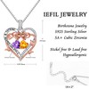 Iefil Rose Heart Birthstone Necklace Gifts for Women Mom Grandma,