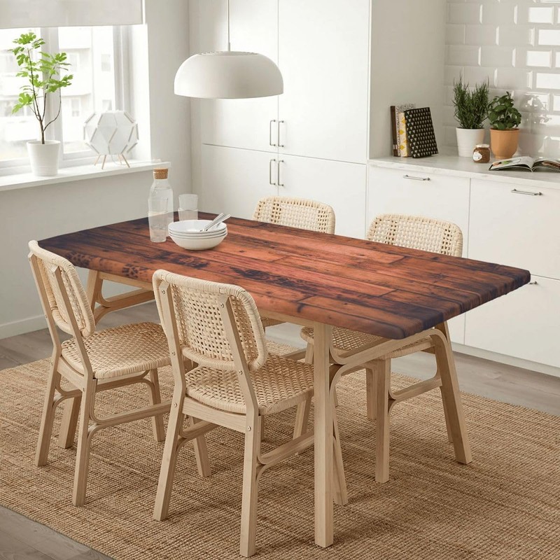 LKEZYOEL Picnic Table Cover for 4ft Table Aged Wooden Texture