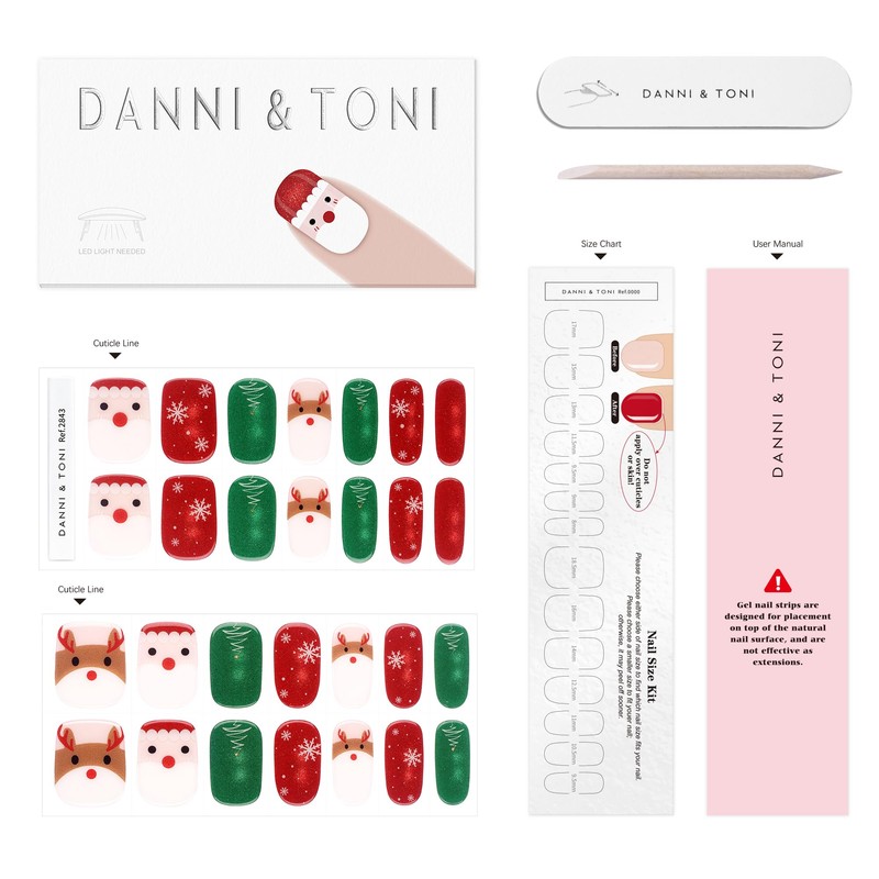 Semi Cured Gel Nail Strips Christmas Santa Claus Cat Eye