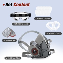 HOLULO Dust Mask,Respirator Mask with Filter and Safety Goggle, Sray Paint Mask, Reusable Dust Masks for Sanding, Building Work, Organic Vapors,Paint,Dust And Formaldehyde,Sanding,Polishing