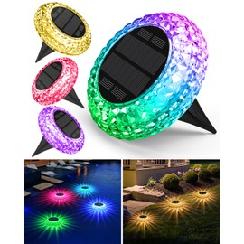 BSTOT BSTOT Solar Powered Floating Swimming Pool Lights, RGB Multi Color Changing Waterproof Led Lights That Float, Wedding Party Decorations Outdoor for Above Ground Pond Garden (Warm White & RGB, 4 Pack)