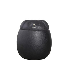 Miss-u-Alr Smiling Doggo Ceramic Black Porcelain Pet Urn – Cute Dog Face Cremation Urn for Ashes, Small Keepsake Memorial Jar for Fur Baby, Decorative Display Urn Sealing Well Design for Pet Loss-S