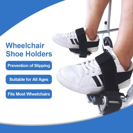 Elderly Wheelchair Fix Foot Holder for Handicapped & Disabled - Non Slip Footplate Shoe Positioning Strap Protective Assist Belt, 2PCS (Black)