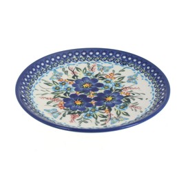 Blue Rose Polish Pottery Garden of Blue Dessert Plate