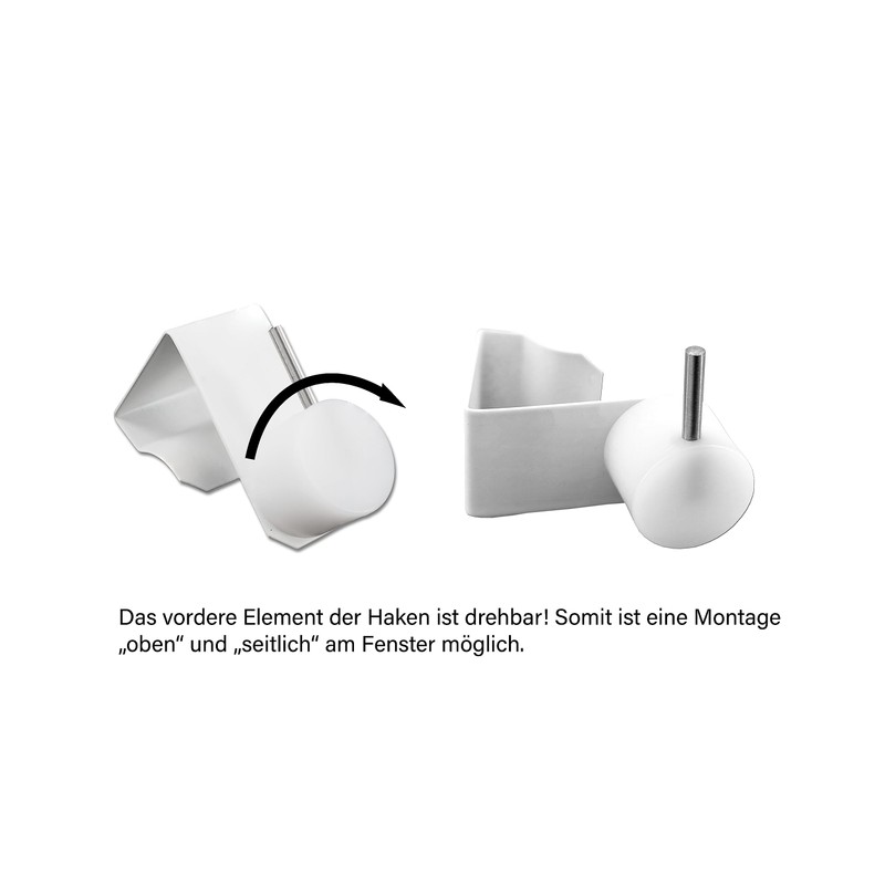 4 x window hooks, decorative hooks, window clip, white for