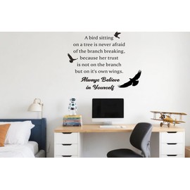Inspirational Quotes Wall Stickers, Bird Flying Decor A Bird Sitting on A Tree Motivational Sayings Positive Words Vinyl DIY Removable Wall Decals for Kids Room Office School