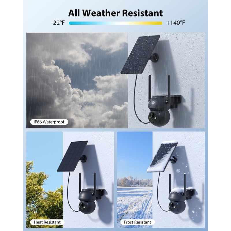 Xega Solar Surveillance Camera Outdoor Wireless 2K Super HD PTZ