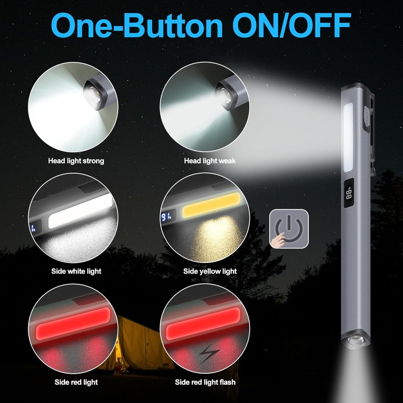 CHICES 2PACK Pen Light Rechargeable Flashlight - COB Small Portable