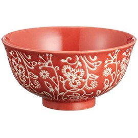 Nishida 120210 Japanese Tableware Rice Bowl, 6 Colors Tambobo Pattern Rice Bowl (No. 4.5) (Red) / Home Restaurant / Commercial Tableware / Rice Bowl / Ochazuke / Rice Bowl