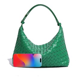Woven Tote Handbag for Women Vegan Leather Purses, Top-handle Bag, Underarm, Trendy Braided Shoulder Bag Clutch (Light Green)