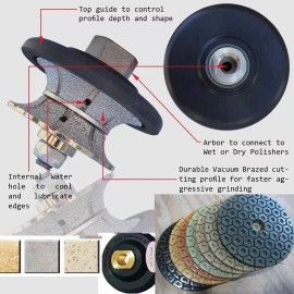 Roxx Tools 2" Diamond Full Bullnose 5" Polishing Pad granite concrete travertine stone disc