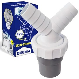 Double Waste Pipe Connector Y for Washing Machine and Dishwasher with Outlet of Waste Splitter for Pipe Ø40 mm and Inlet Ø18-23 mm - Warranty 10 Years - MONTERAL