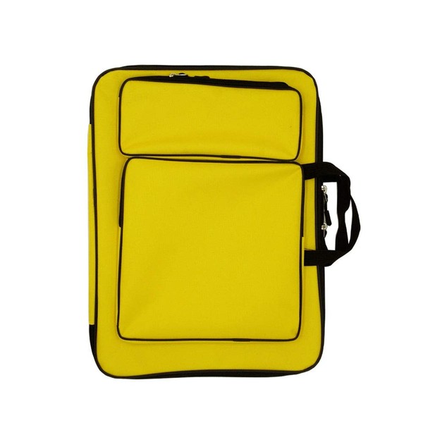 Yellow Waterproof Art Carry Bag - A3 Art Portfolio Case for Kids & Art Students, Portable Drawing Board Bag, Artist Folder Tote Bag, Sketchbook Storage Bag with Shoulder Strap