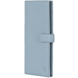 VON HEESEN Leather Wallet for Men and Women, lightblue, Portrait