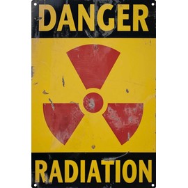 Vintage Tin Danger Sign Retro Metal Radiation Sign for Outdoor Decoration - Outdoor Funny Wall Art Plaque 12x8 Inch