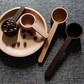 Wooden Coffee Dosing Spoon Set, Powder Spoon Made of Dark Walnut Wood and Beech, Café Measuring Spoon, Coffee Spoon Scoop for Ground Beans, Espresso Coffee and Herbal Tea (Walnut Wood, 25 ml)