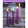 FPOO Flameless Advent Candles with Wooden Candle Holder, Advent Candles