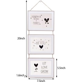 4x6 Collage Hanging Triple Picture Frames Set, 3 Opening Vertical Frame Made to Display 4 by 6 Inch Photo Postcard for Wall Décor, Grey…