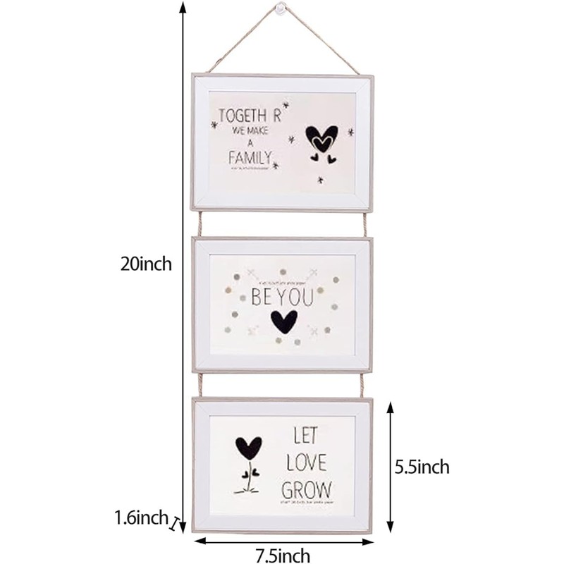 4x6 Collage Hanging Triple Picture Frames Set, 3 Opening Vertical