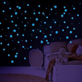 aooyaoo Glow in The Dark Stars Wall Stickers, Glowing Stars for Ceiling and Wall Decals, Glow Stars,Excluding The Moon,Perfect for Ceiling,Wall,Room or Party Birthday Gift(452Pcs, Blue)